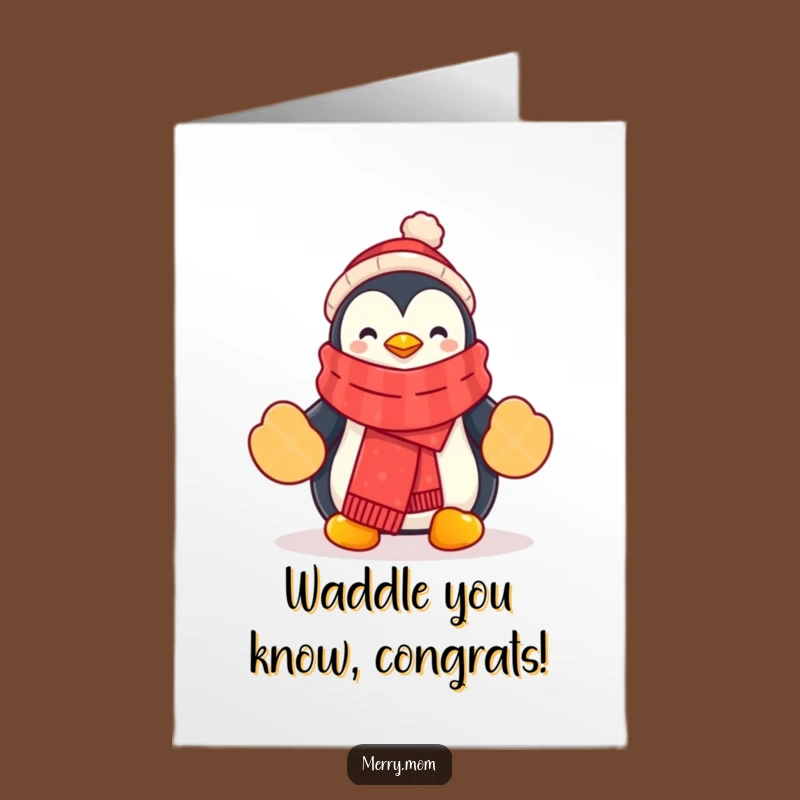 Free Printable Penguin Congrats Card: Festive Scarf Downloadable for Celebrating Wins