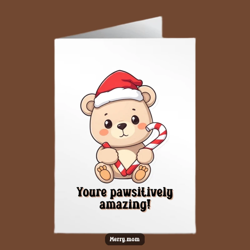Free Printable Santa Bear Candy Cane Congrats Card - Sweet Downloadable