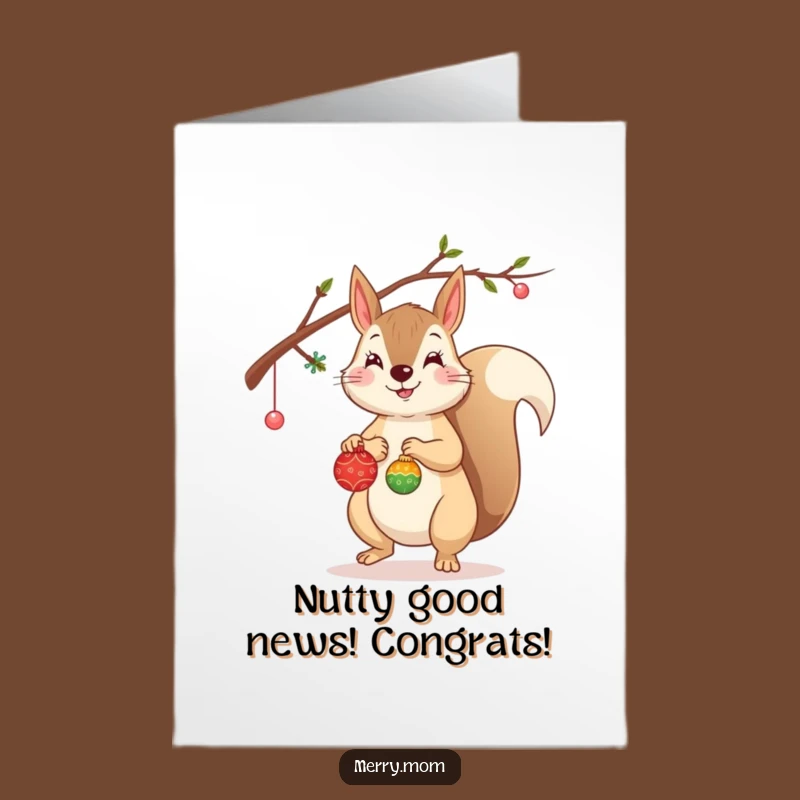 Free Printable Squirrel Congrats Card: Funny Ornament Hanging Downloadable for Big Wins