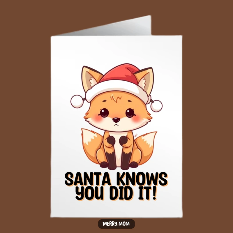 Free Printable Fox Congrats Card: Funny Santa Hat Downloadable Gift for Achievements