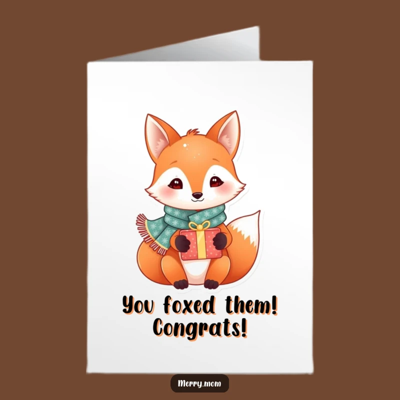 Free Printable Congrats Card: Festive Fox with Sparkly Scarf, Funny Gift Downloadable