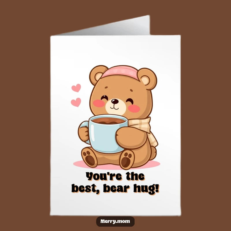 Free Printable Congrats Card: Bear Mom Cozy Cheers, Downloadable Warm Celebration