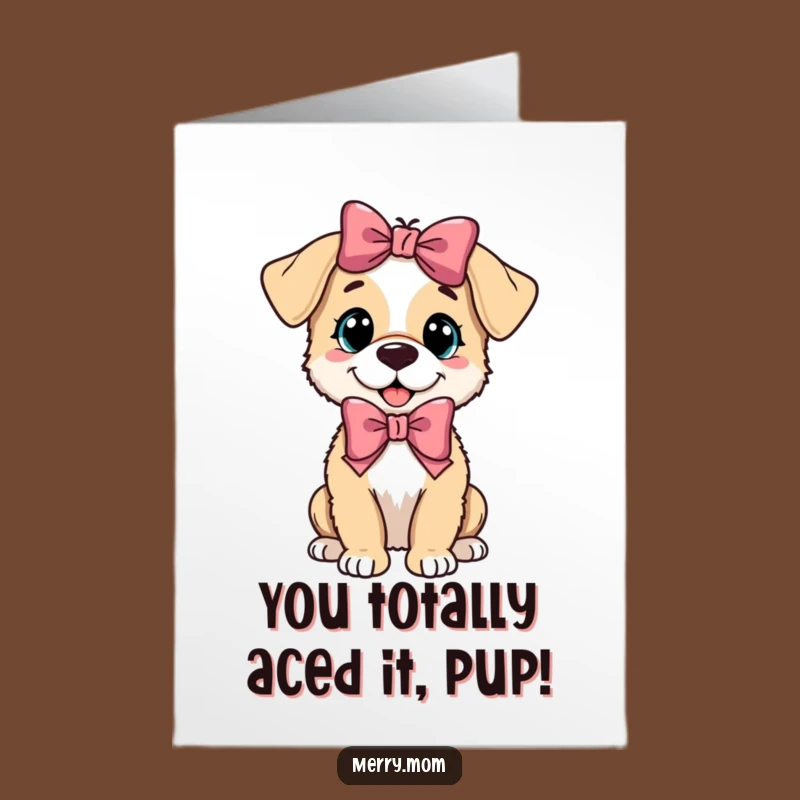 Free Printable Congrats Card: Puppy with Bow, Cheerful DIY Download