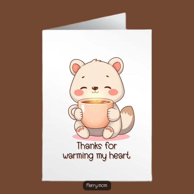 Free Printable Cozy Animal Thank You Card: Warm Hugs Humor Downloadable Gift