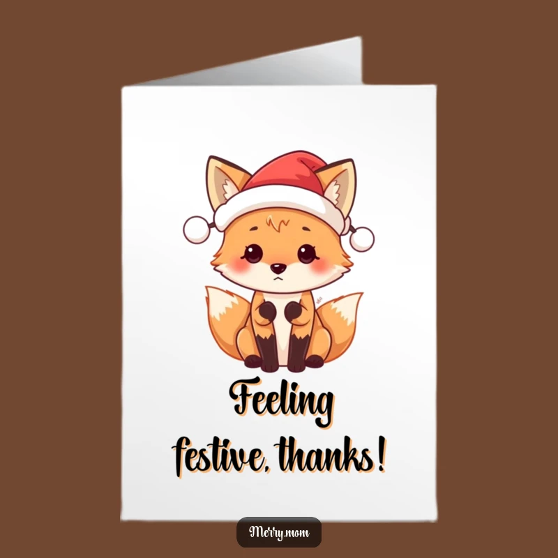Free Printable Fox Thank You Card: Funny Santa Hat Downloadable Gift for Gratitude
