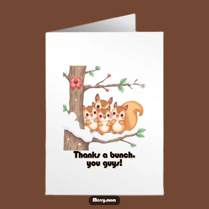 Free Printable Squirrel Family Thank You Card - Snowy Branch Gratitude Funny