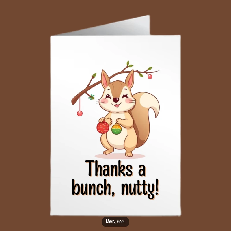 Free Printable Squirrel Thank You Card: Funny Ornament Hanging Downloadable for Gratitude
