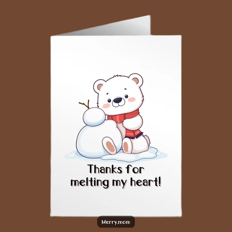 Free Printable Thank You Card: Cheerful Kawaii Polar Bear's Thanks, Funny Downloadable Gift