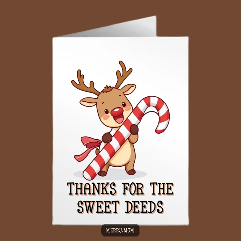 Free Printable Thank You Card: Cute Kawaii Reindeer Expressing Thanks