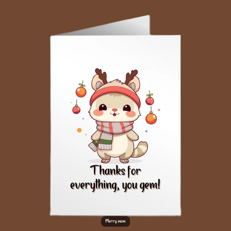 Free Printable Thank You Card: Juggling Creature Scarf Humor, Downloadable Appreciation Gift