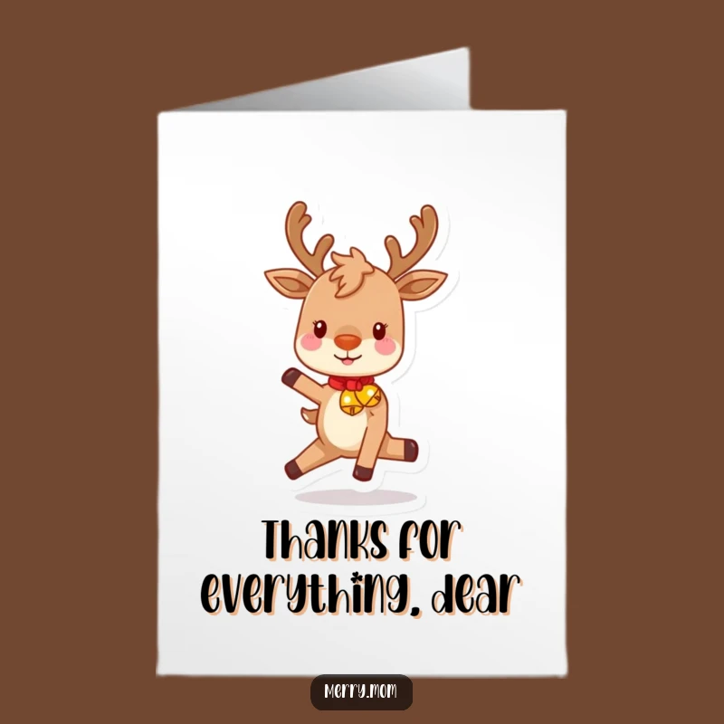Free Printable Thank You Card: Playful Reindeer Gratitude Downloadable Gift