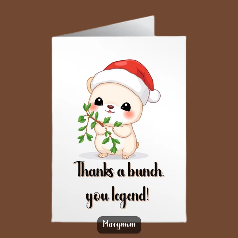 Free Printable Thank You Card: Santa Animal Mistletoe Humor, Downloadable Appreciation Gift