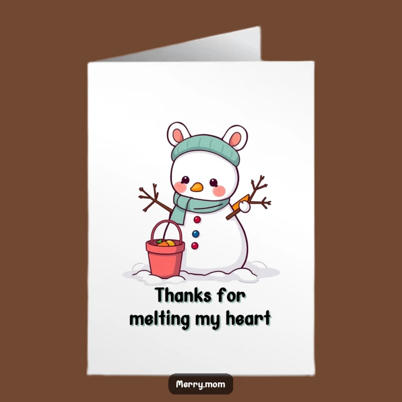 Free Printable Thank You Card: Snowman Builder Animal, Cozy Downloadable Gift