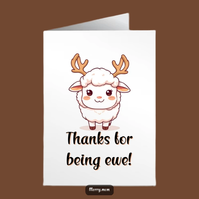 Free Printable Thank You Card: Whimsical Sheep with Antlers, Heartfelt DIY Download
