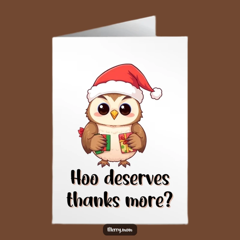 Free Printable Owl Santa Presents Thank You Card - Funny Downloadable