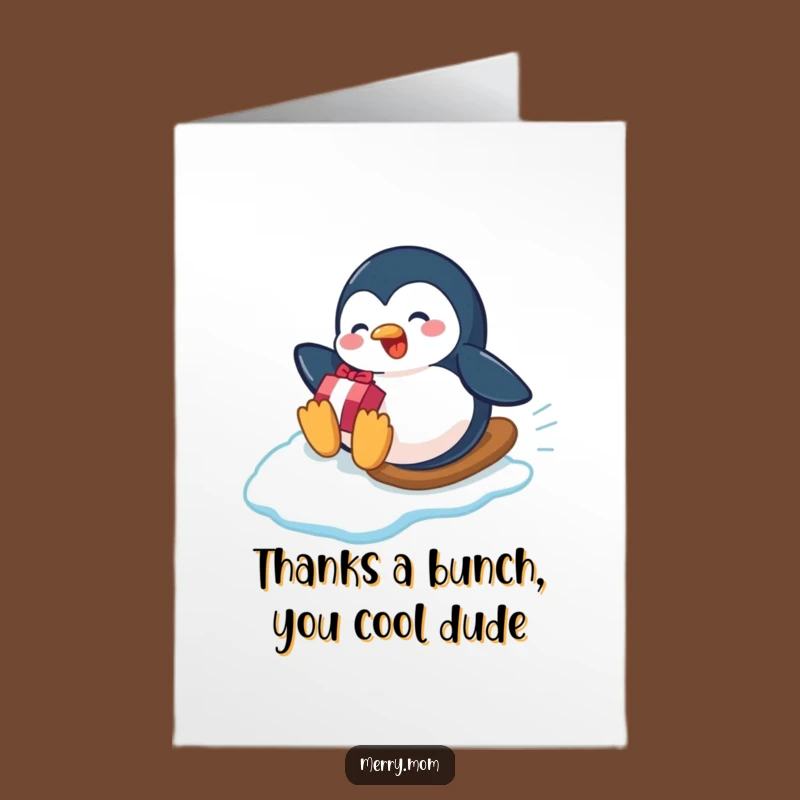 Free Printable Penguin Thank You Card: Sliding Gift Humor Downloadable