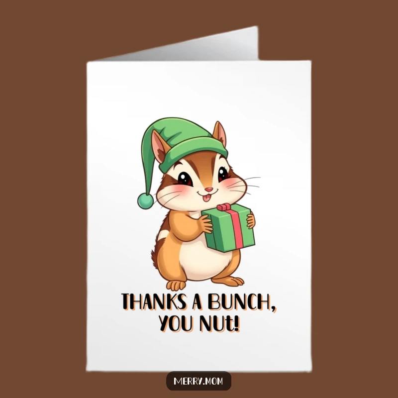 Free Printable Chipmunk Elf Present Thank You Card - Funny Downloadable