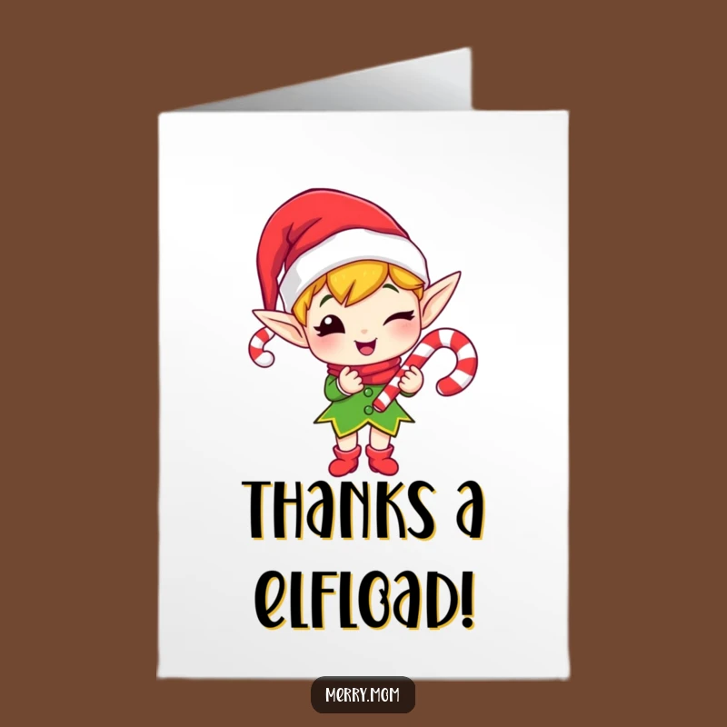 Free Printable Elf Candy Cane Wink Thank You Card - Funny Downloadable