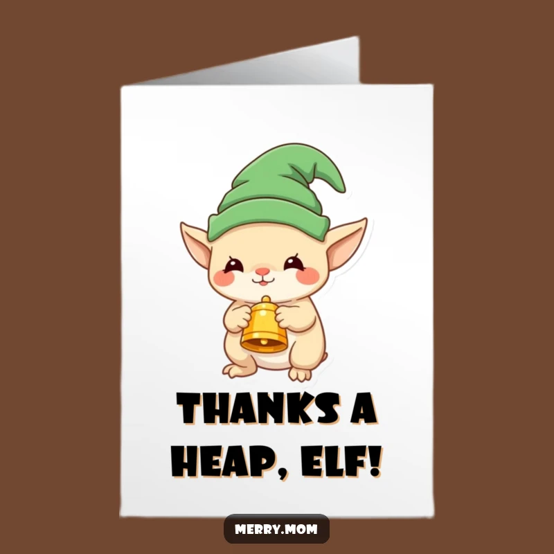 Free Printable Elf Hat Bell Creature Thank You Card - Appreciative Downloadable Gift