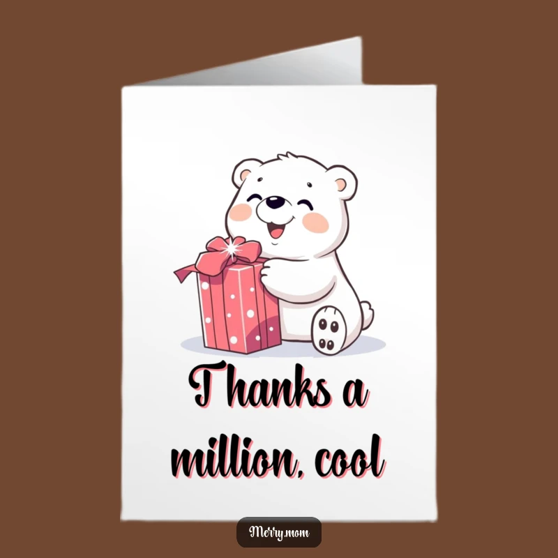 Free Printable Thank You Card: Polar Bear Sparkly Gift Gratitude Downloadable