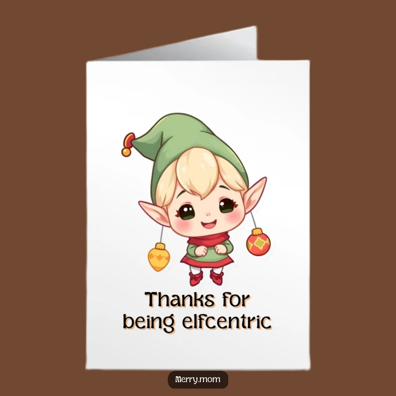 Free Printable Thank You Card: Cheerful Elf Ornaments Gratitude Downloadable