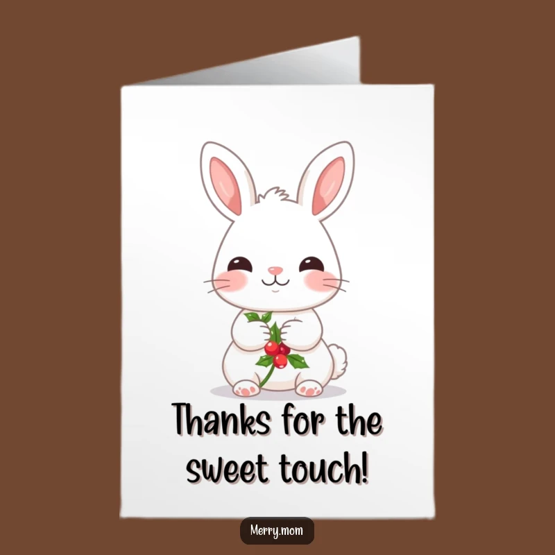 Free Printable Thank You Card: Kawaii Bunny Holly, Grateful Wishes