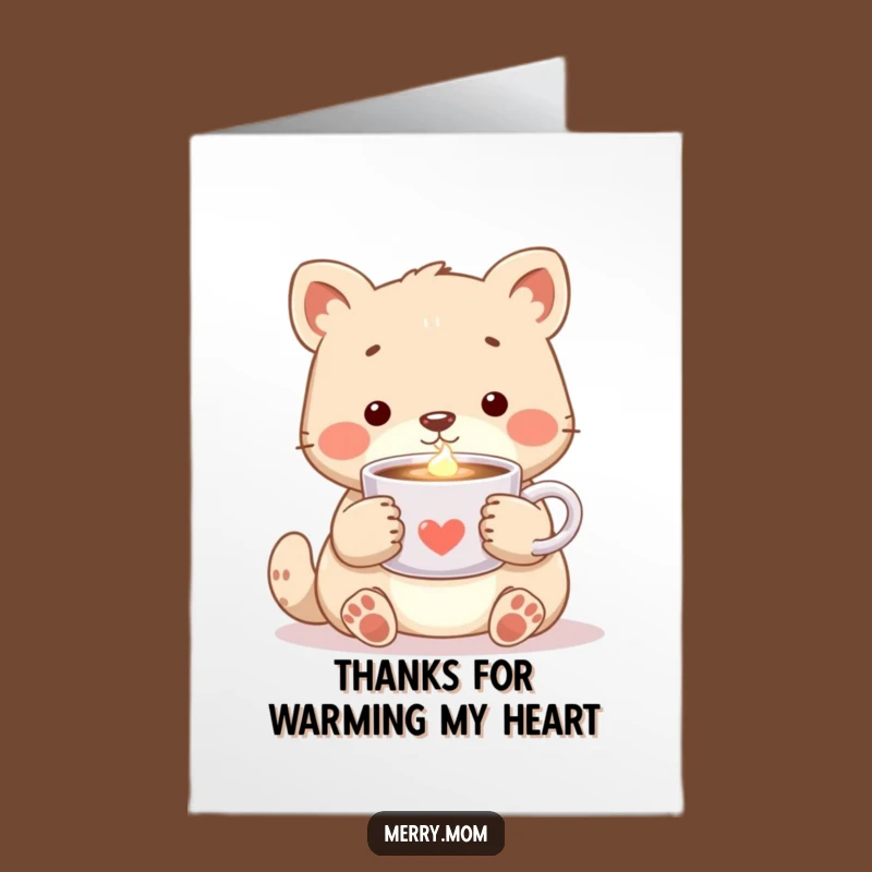Free Printable Thank You Card: Cozy Animal Cocoa Comfort - DIY Downloadable Gratitude Gift