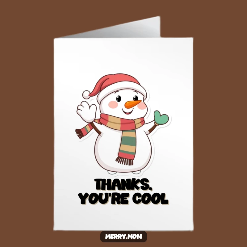 Free Printable Thank You Card: Snowman Jolly Wave Gratitude Downloadable