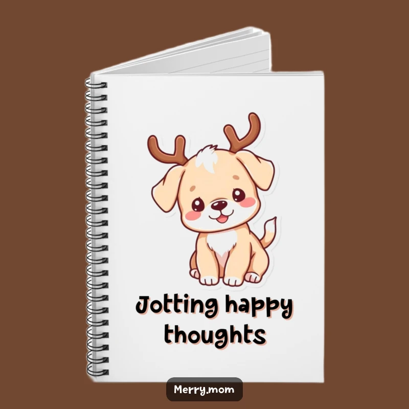 Funny Kawaii Puppy Antlers Notebook - Cute & Humorous Journal for Festive Notes