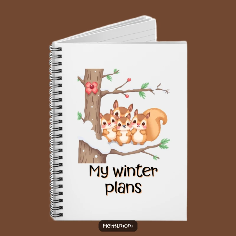 Funny Notebook: Kawaii Squirrel Family Snow Branch - Cute Winter Journal Gift