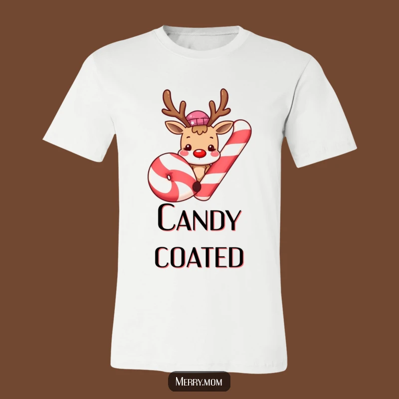 Funny Reindeer Candy Cane T-Shirt: Cute Christmas Character, Festive Gift