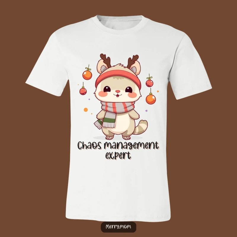 Funny Juggling Creature T-Shirt: Festive Scarf and Ornament Fun, Ideal Christmas Gift