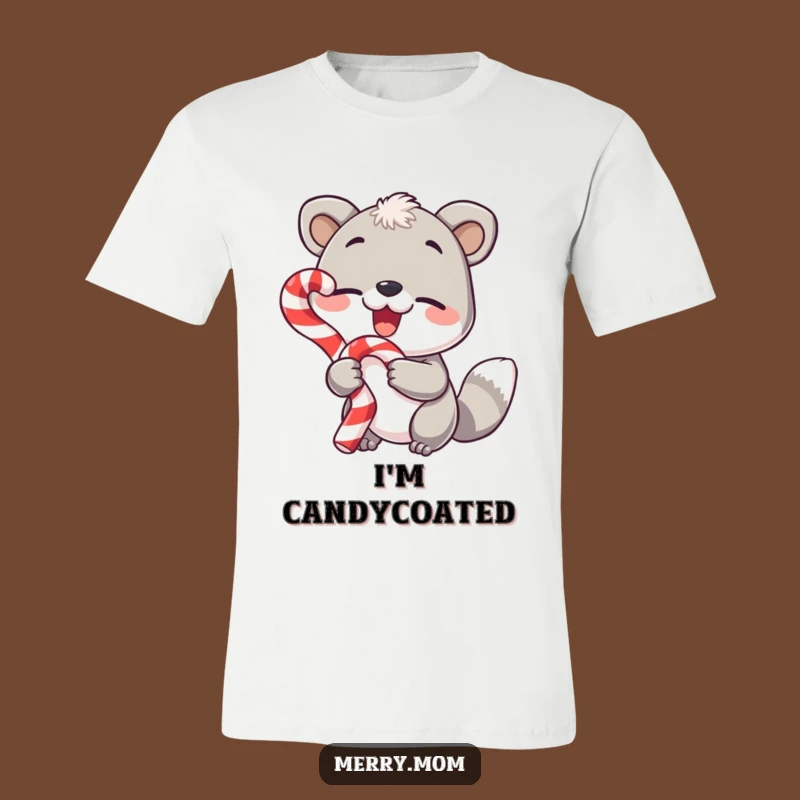 Funny Animal Candy Cane T-Shirt - Sweet Winks and Holiday Spirit