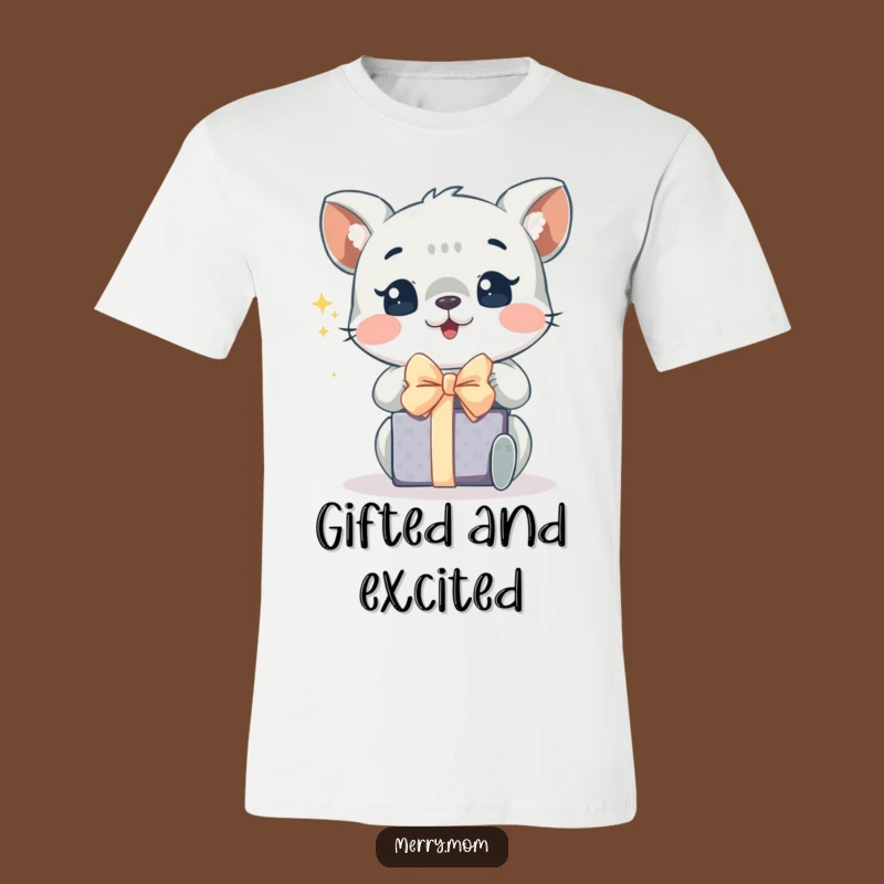 Funny Excited Animal T-Shirt: Sparkling Eyes Gift Unwrapping, Ideal Holiday Fan Gift