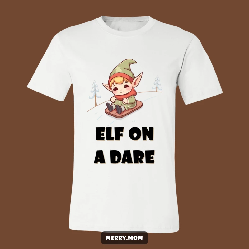 Funny Kawaii Elf T-Shirt: Hilarious & Cute Snowy Hill Adventure Tee