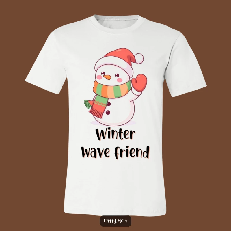 Funny Kawaii Snowman T-Shirt: Waving Scarf Friend Tee, Best Funny Gift