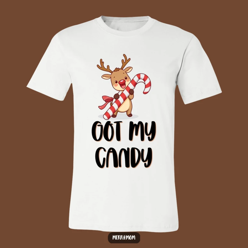 Funny Kawaii Reindeer T-Shirt: Candy Cane Joy Tee, Best Funny Gift