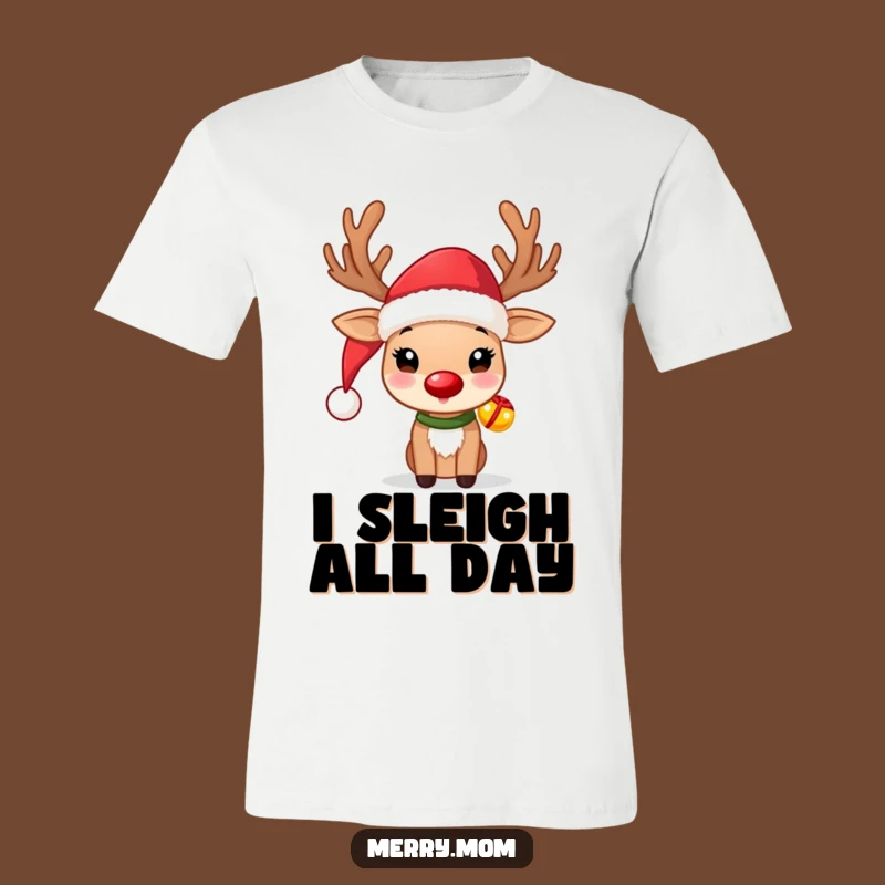 Funny Reindeer T-Shirt: Cute Santa Hat, Jingle Bells Design, Perfect Funny Gift!