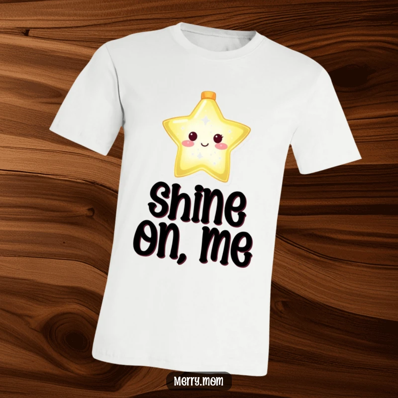 Funny t-shirt featuring a glowing Christmas star character shining brightly, symbolizing hope, joy, and festive spirit.