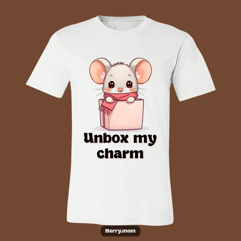 Funny Kawaii Mouse Gift Box Tee - Cute & Humorous Shirt for Animal Lovers