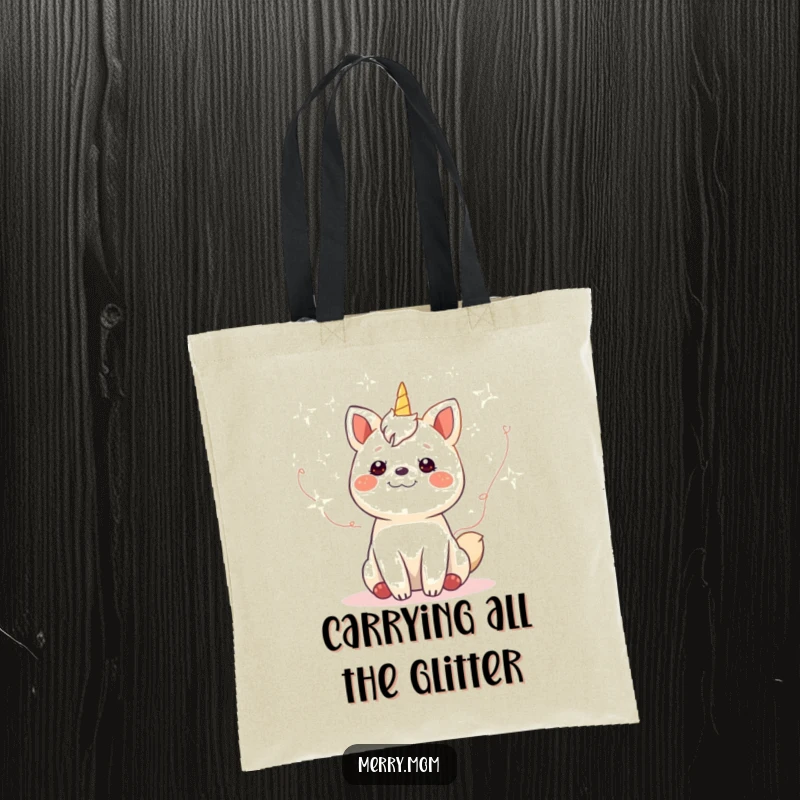 Funny gleeful animal surrounded by twinkling fairy lights on a durable tote bag, showcasing whimsical charm and holiday magic.