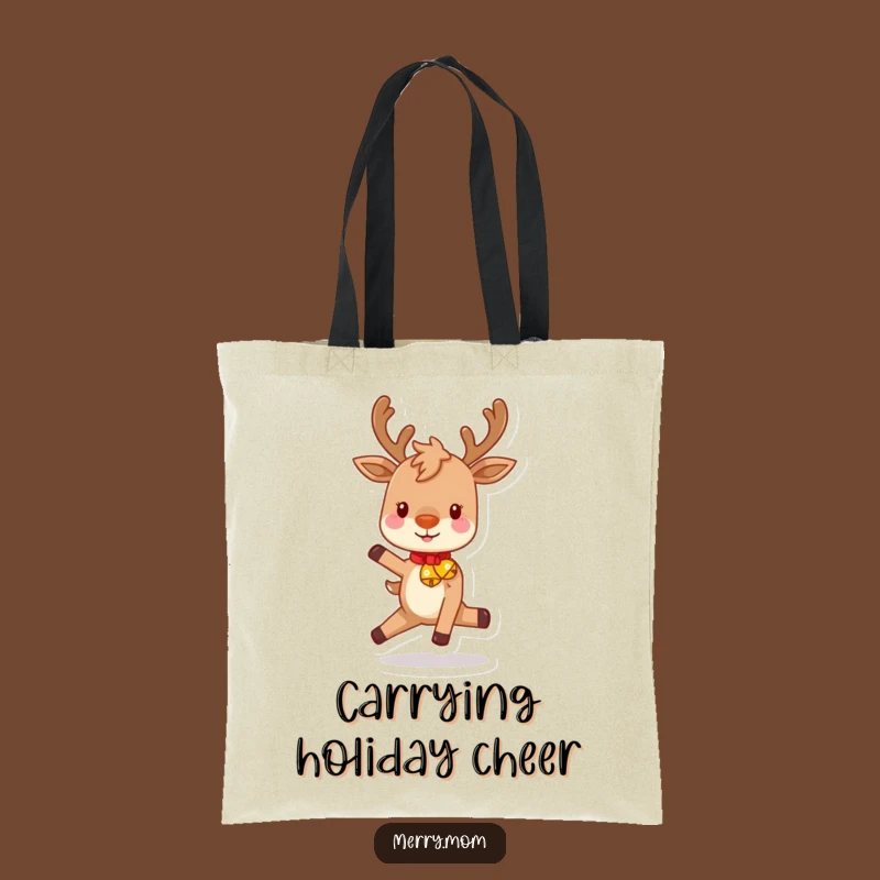 Tote Bag: Funny Playful Reindeer Prancing - Carry Holiday Joy Everywhere!