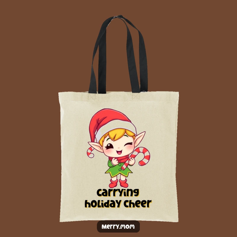 Funny Elf Candy Cane Tote Bag - Chic & Hilarious Holiday Accessory