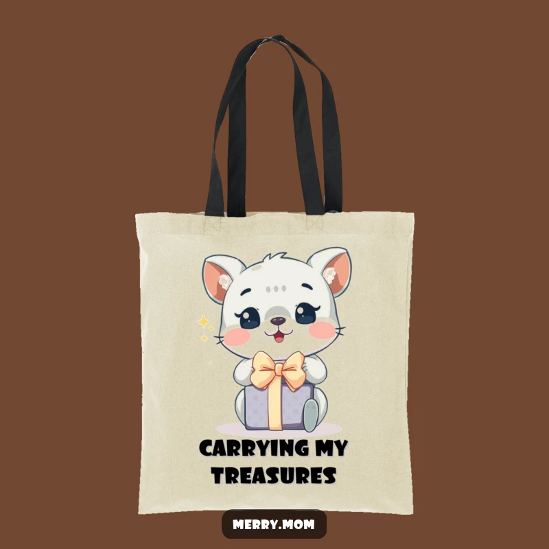 Funny Excited Animal Tote Bag: Sparkling Unwrapping Accessory, Festive Holiday Gift