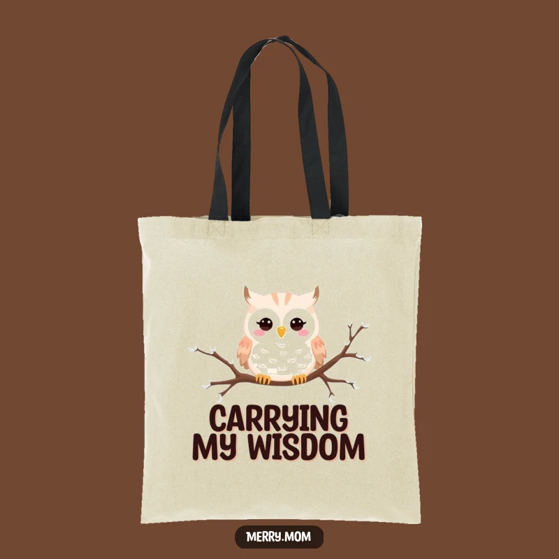 Funny Snowy Owl Tote Bag: Whimsical Winter Shopping Bag