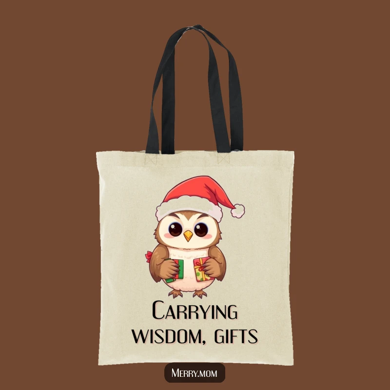 Funny Owl Santa Tote Bag - Chic & Wise Holiday Accessory