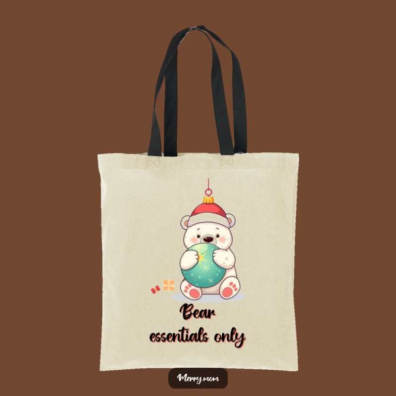 Funny Kawaii Polar Bear Tote Bag: Adorable Ornament Hugging Carryall