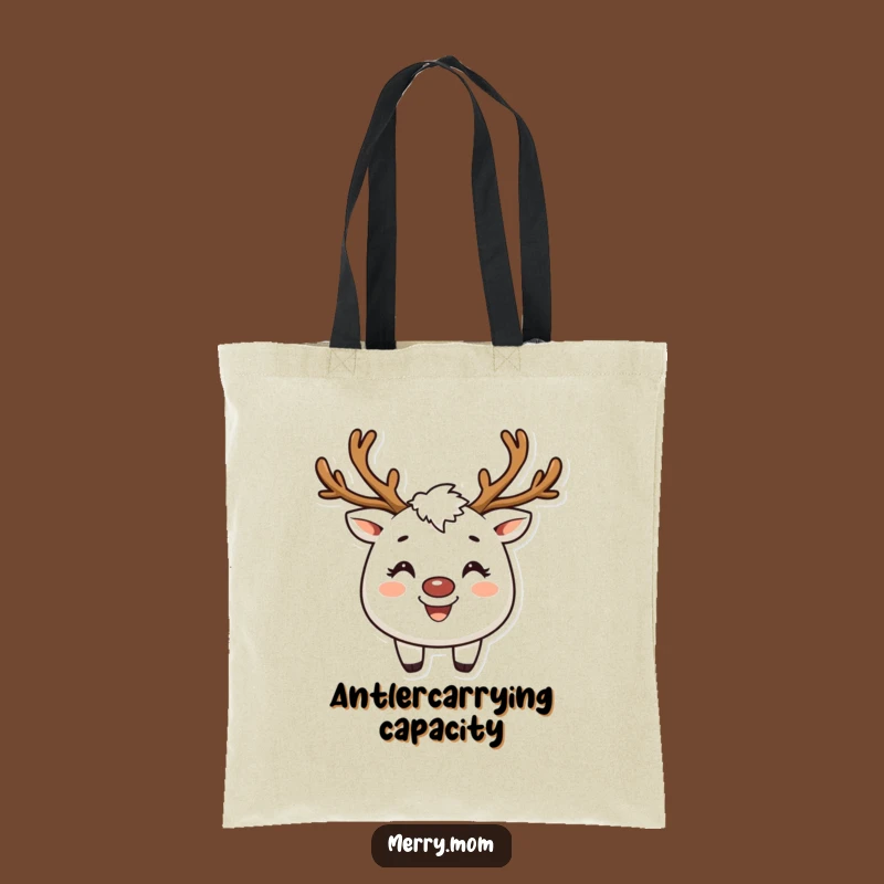 Funny Reindeer Creature Tote Bag: Broad Smile Accessory, Festive Holiday Gift
