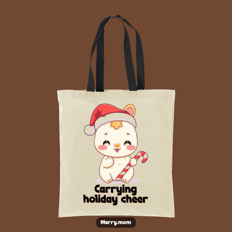 Funny Santa Animal Tote Bag: Cheerful Candy Cane Holiday Bag, Perfect Funny Gift