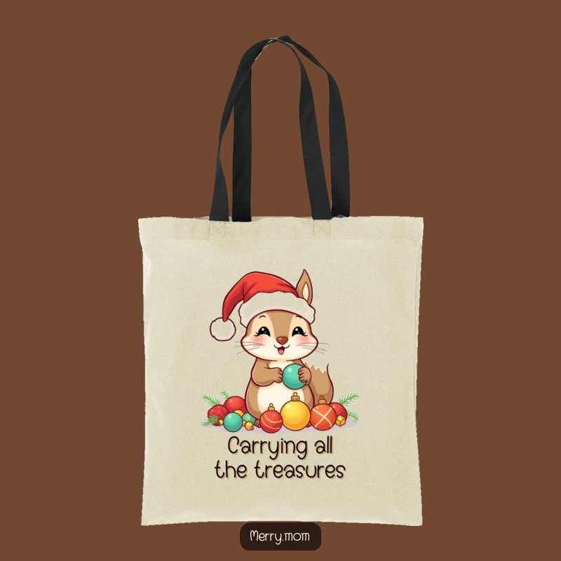 Funny Santa Squirrel Tote Bag: Carry Cheer with This Ornament Hoarder Accessory!